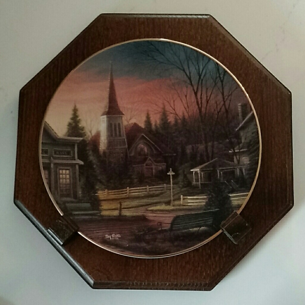Terry Redlin Sunday Morning Plate and Holder